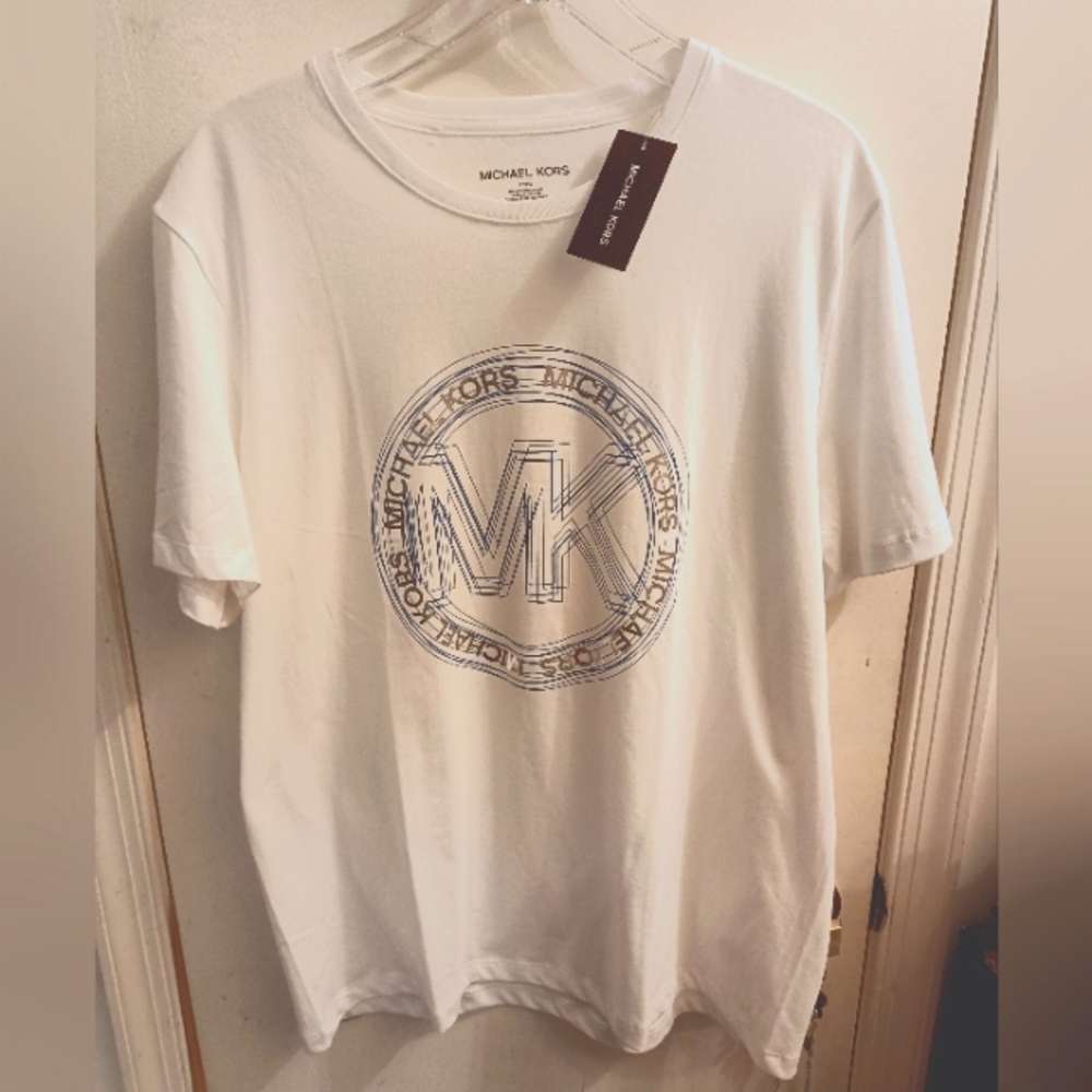 Michael Kors Designer Logo Men's L White Tee NWT